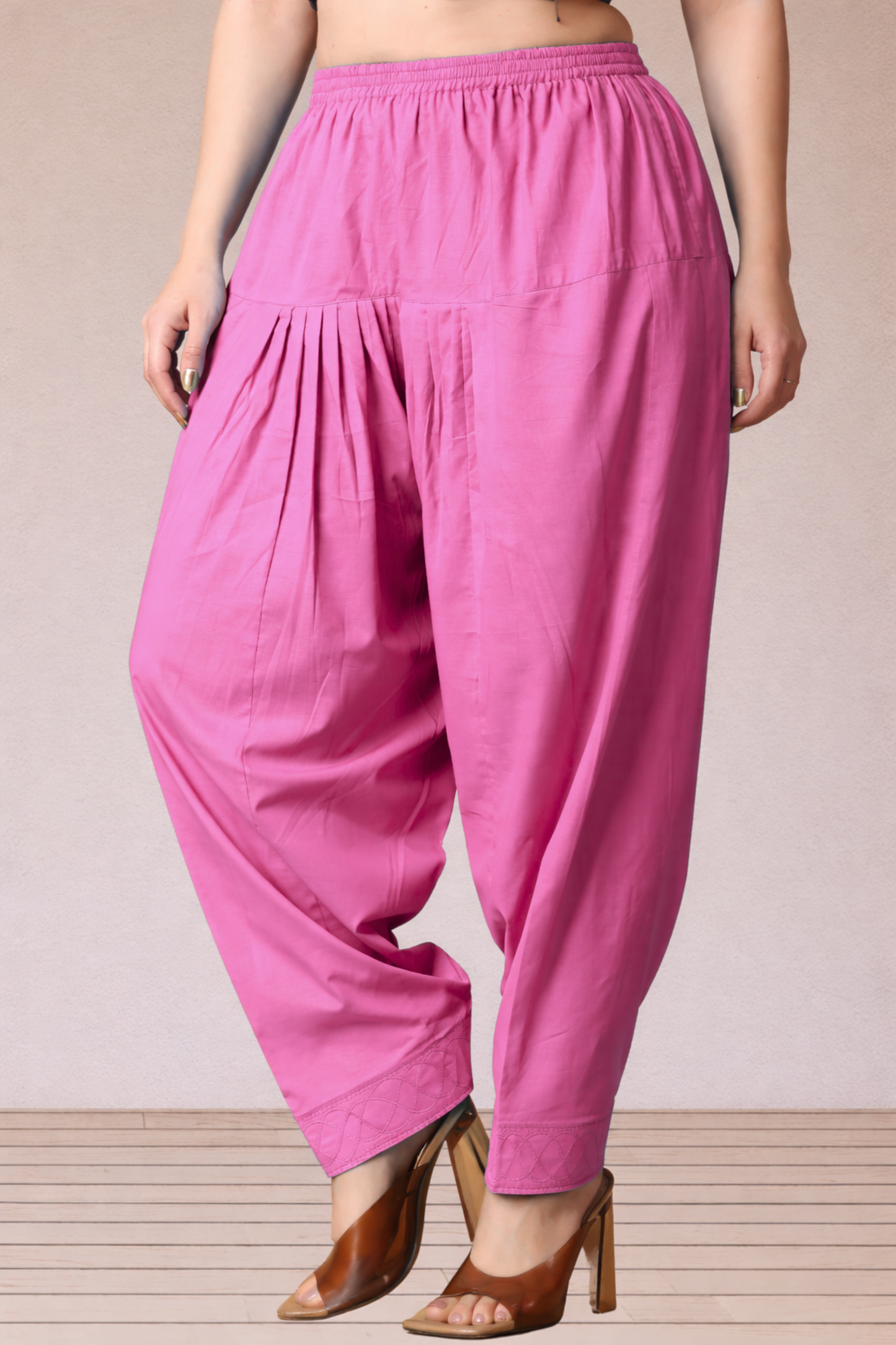 Pink Cotton Straight Salwar