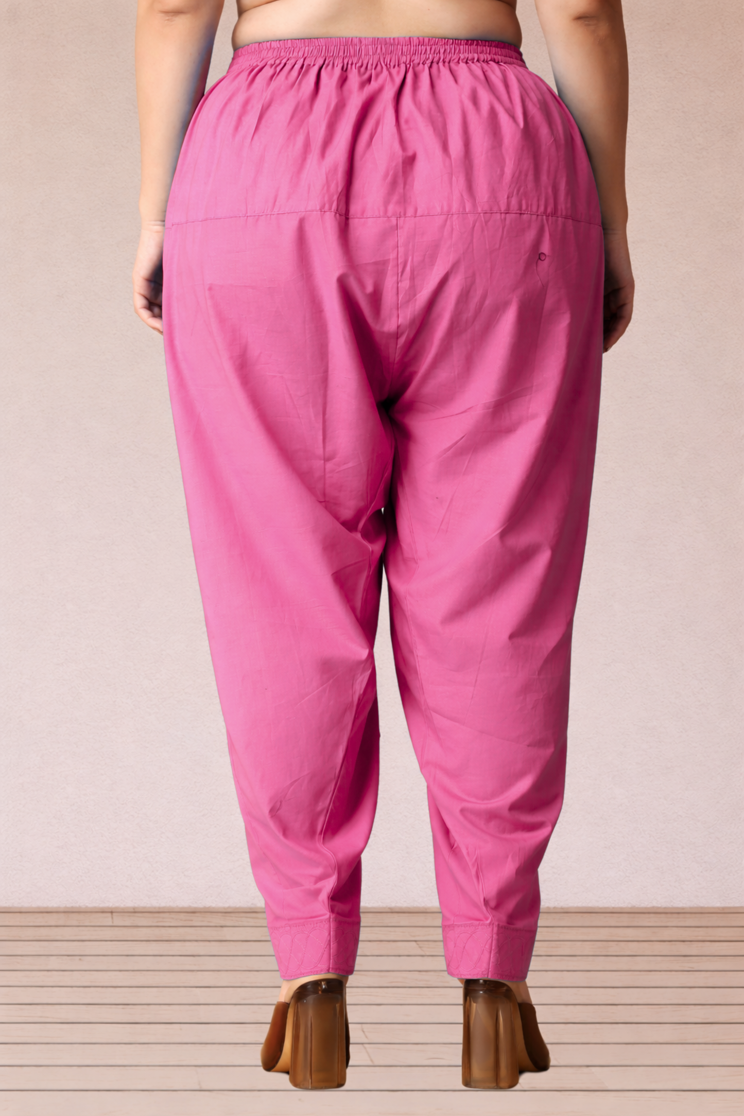Pink Cotton Straight Salwar