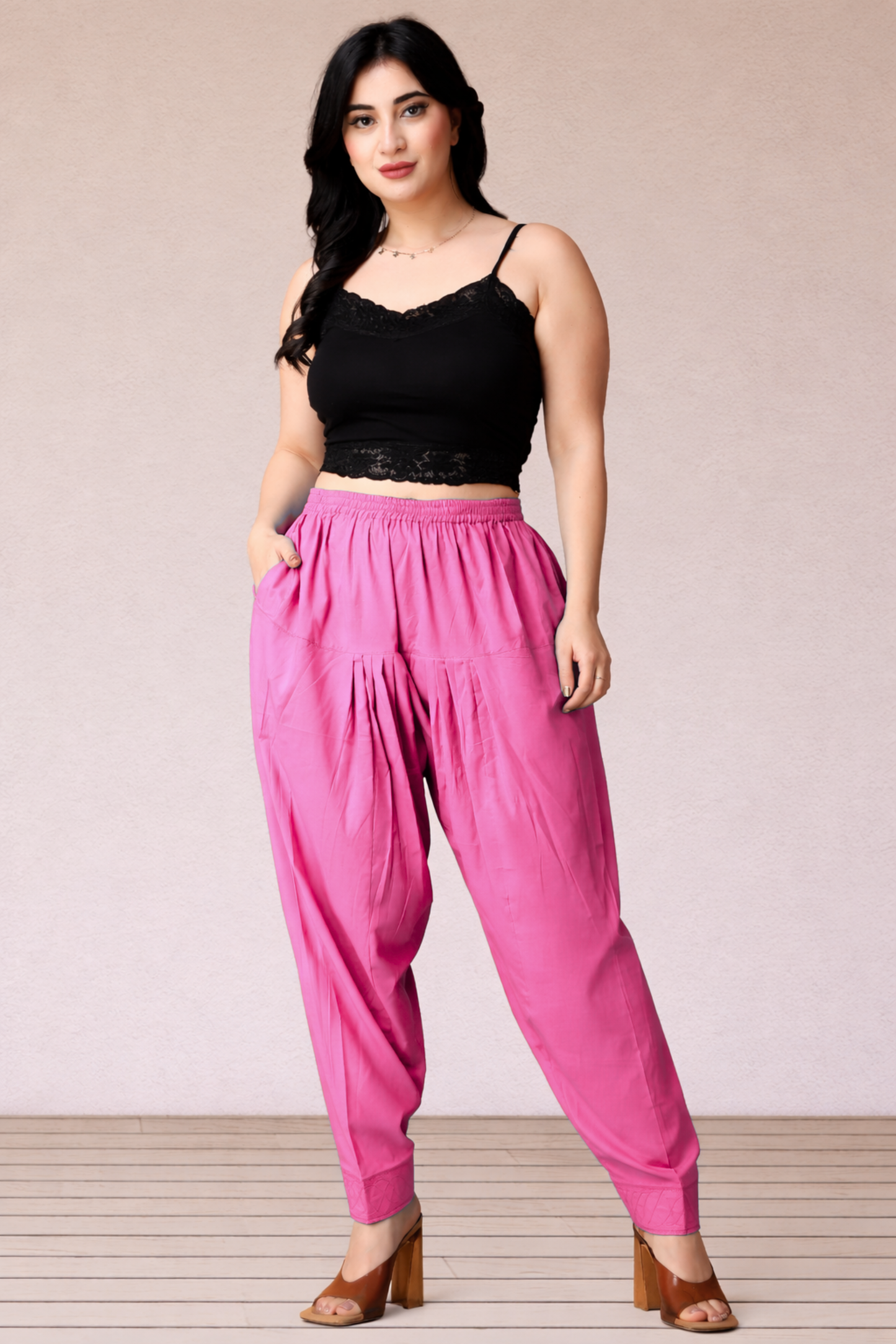 Pink Cotton Straight Salwar