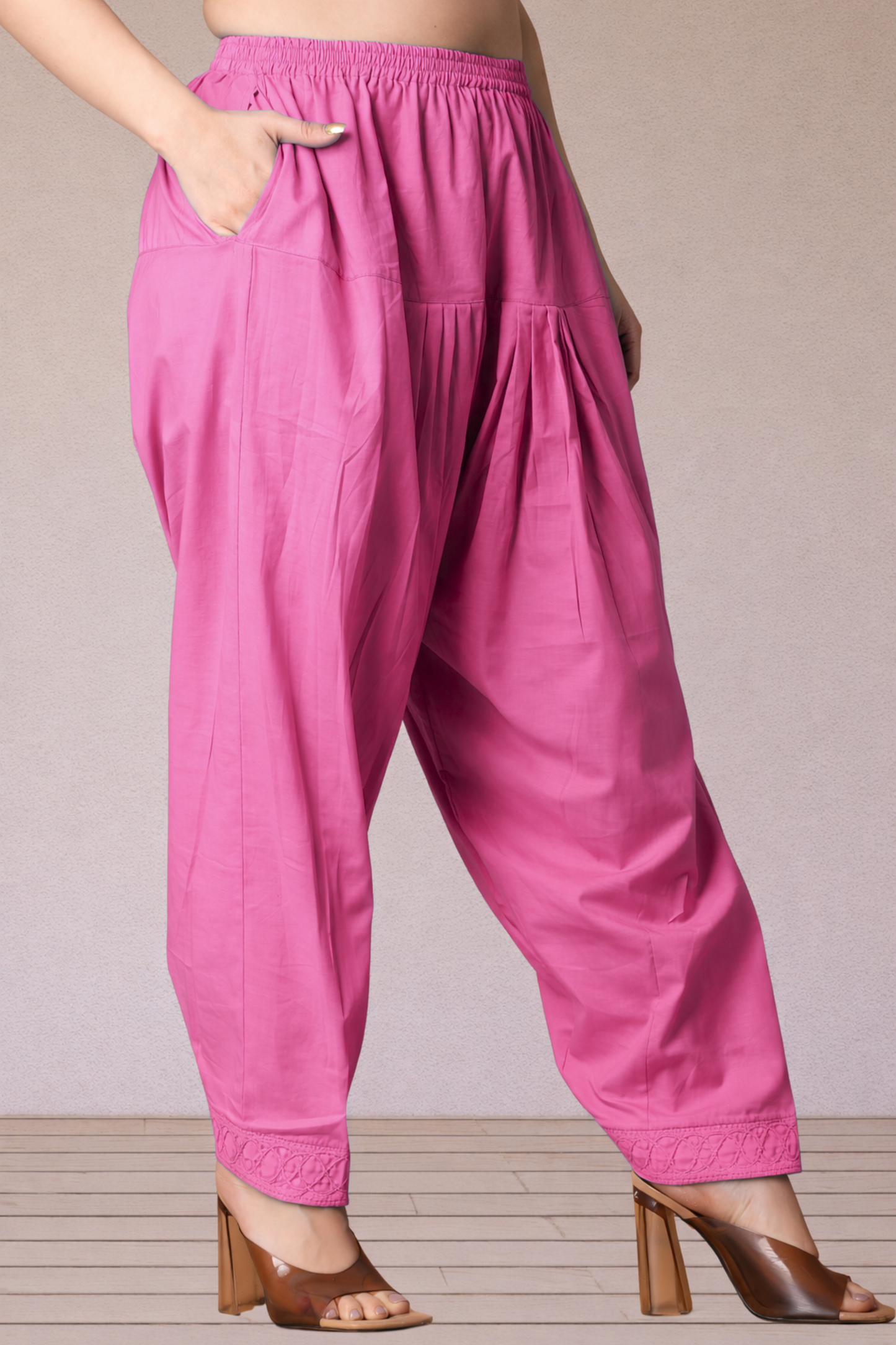 Pink Cotton Straight Salwar