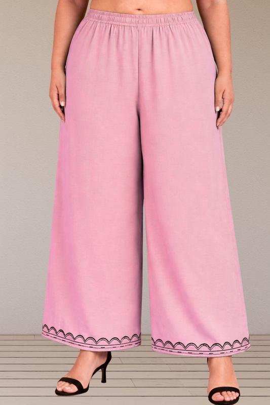 Pink Detailed Rayon Palazzo