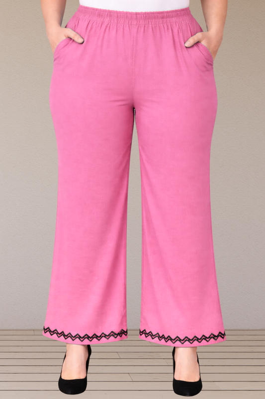 Pink Embellished Cotton Palazzo