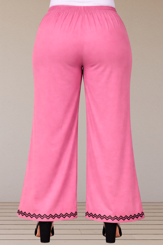 Pink Embellished Cotton Palazzo