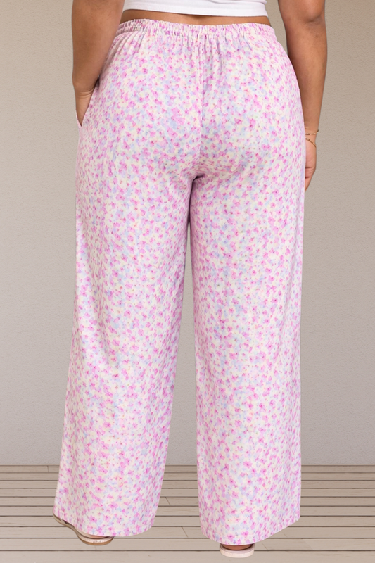 Pink Floral Cotton Palazzo Pants