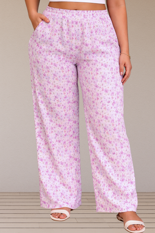 Pink Floral Cotton Palazzo Pants