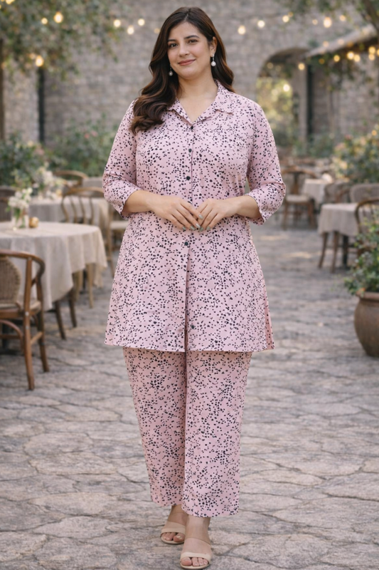 Pink Hearty Rayon Co-ord Set