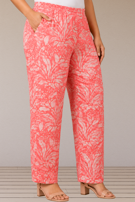 Pink Palm Cotton Palazzo