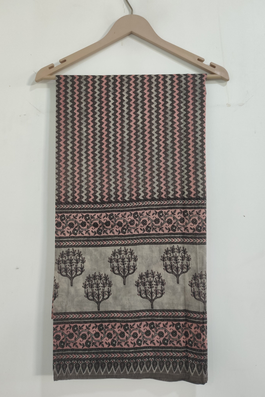Pink Printed Cotton Dupatta