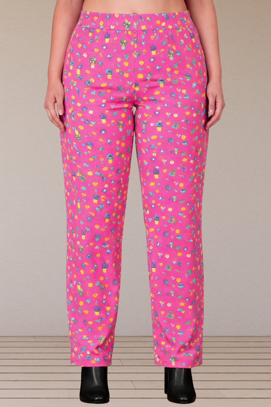 Pink Printed Lycra Pant