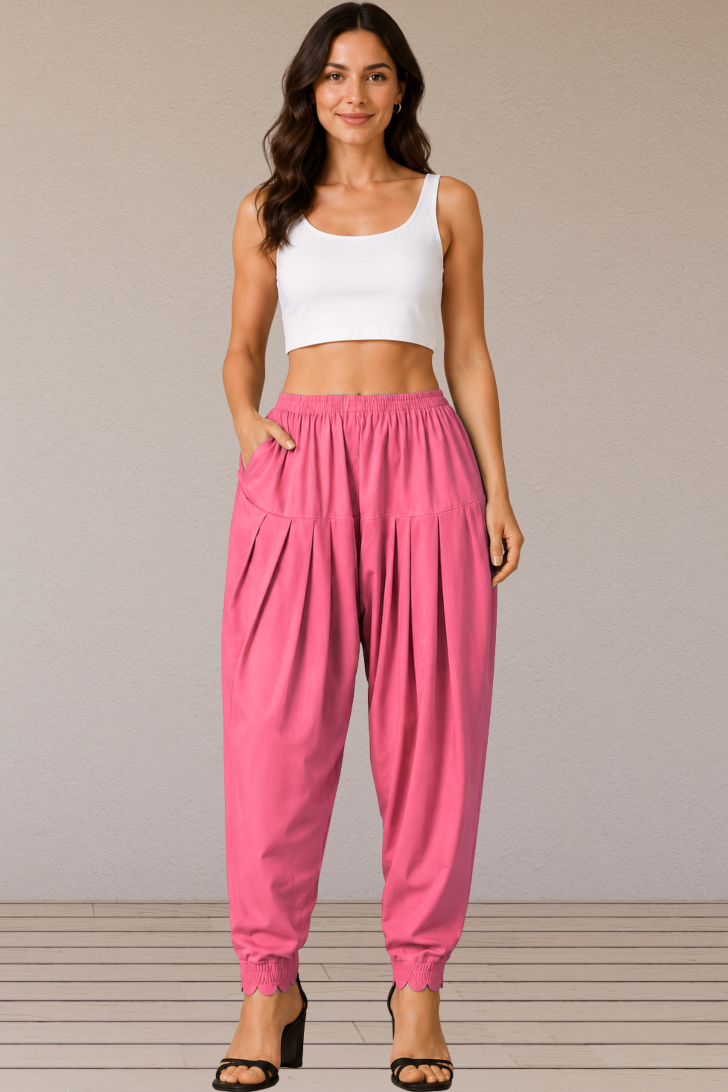 Pink Scallop Cut Salwar