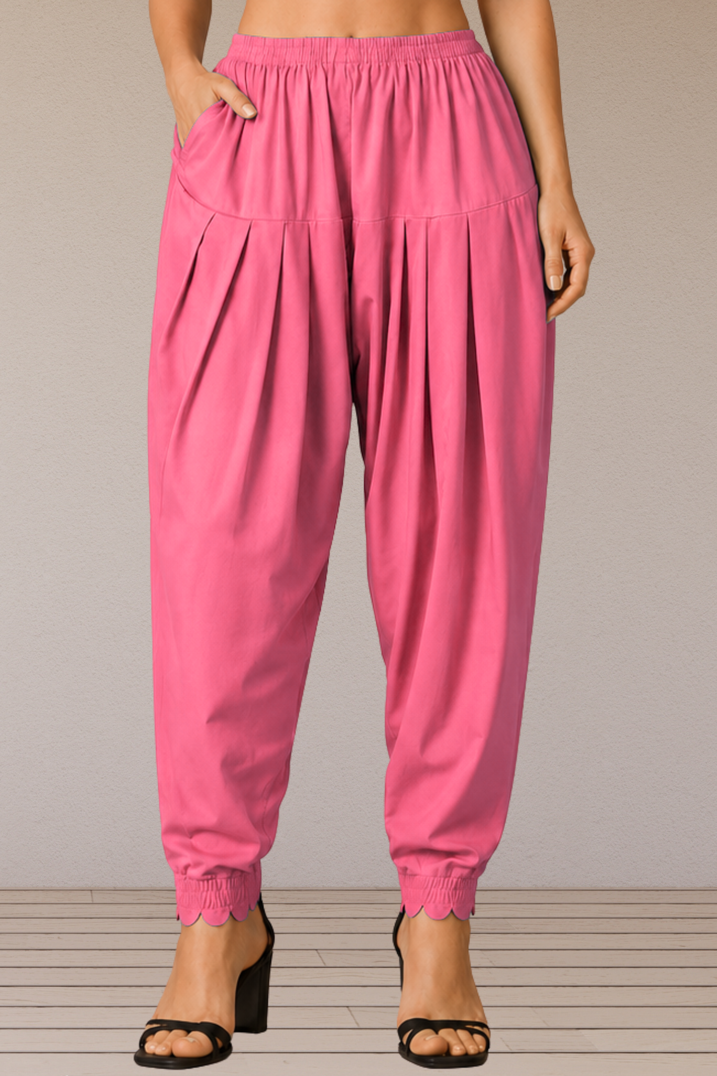 Pink Scallop Cut Salwar