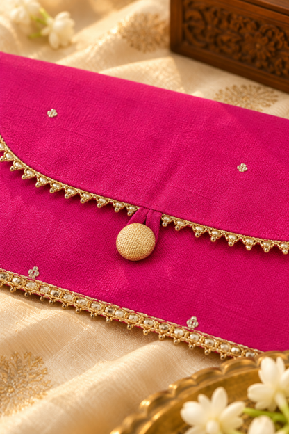 Pink Zari Handcrafted Shagun Envelope