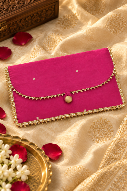 Pink Zari Handcrafted Shagun Envelope