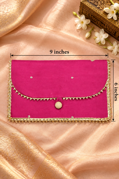 Pink Zari Handcrafted Shagun Envelope