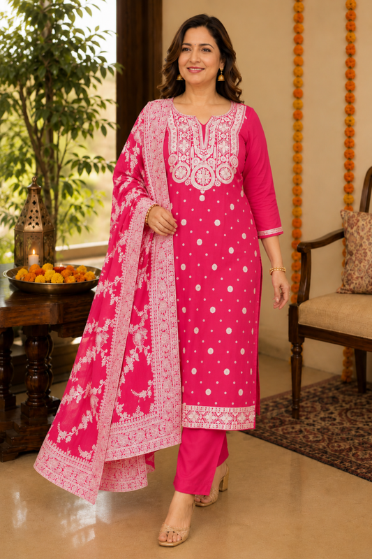 Pink Carnation Crepe Suit Set