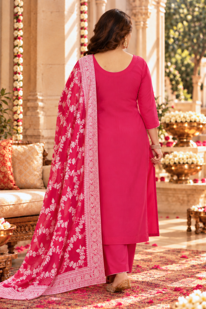 Pink Carnation Crepe Suit Set