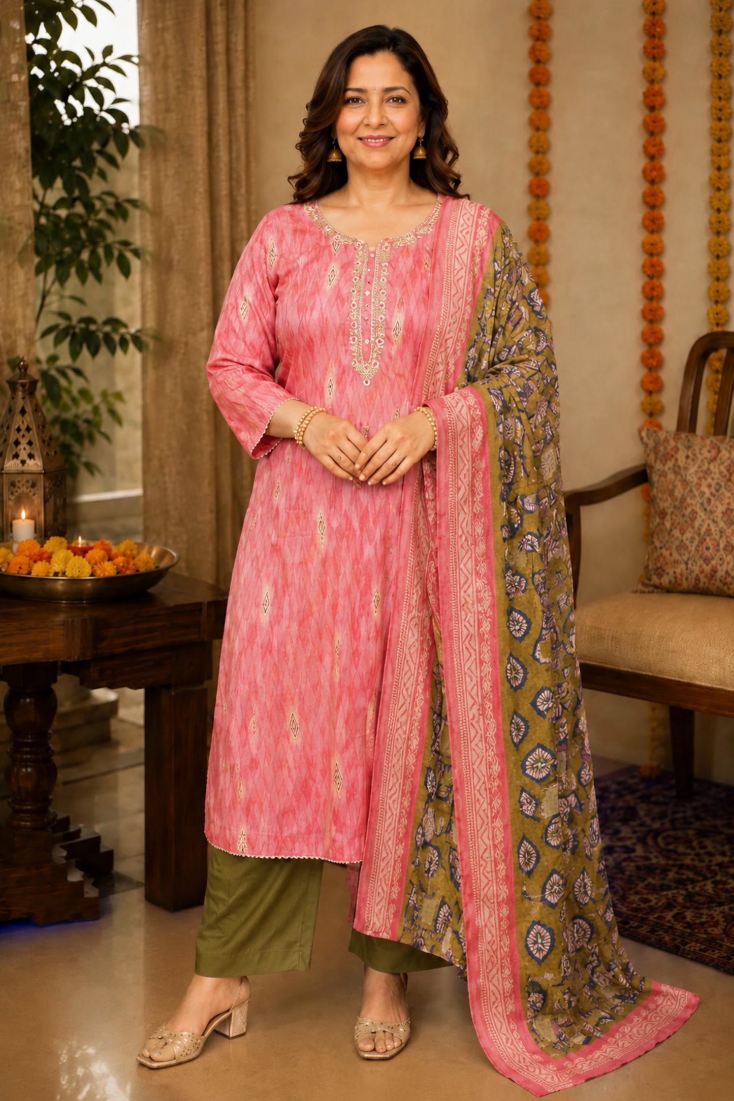 Pink Henna Muslin Suit Set