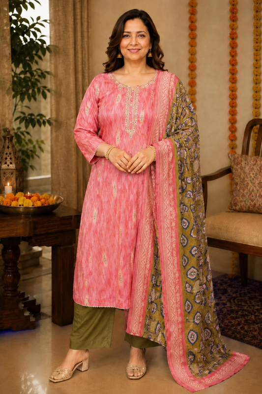 Pink Henna Muslin Suit Set