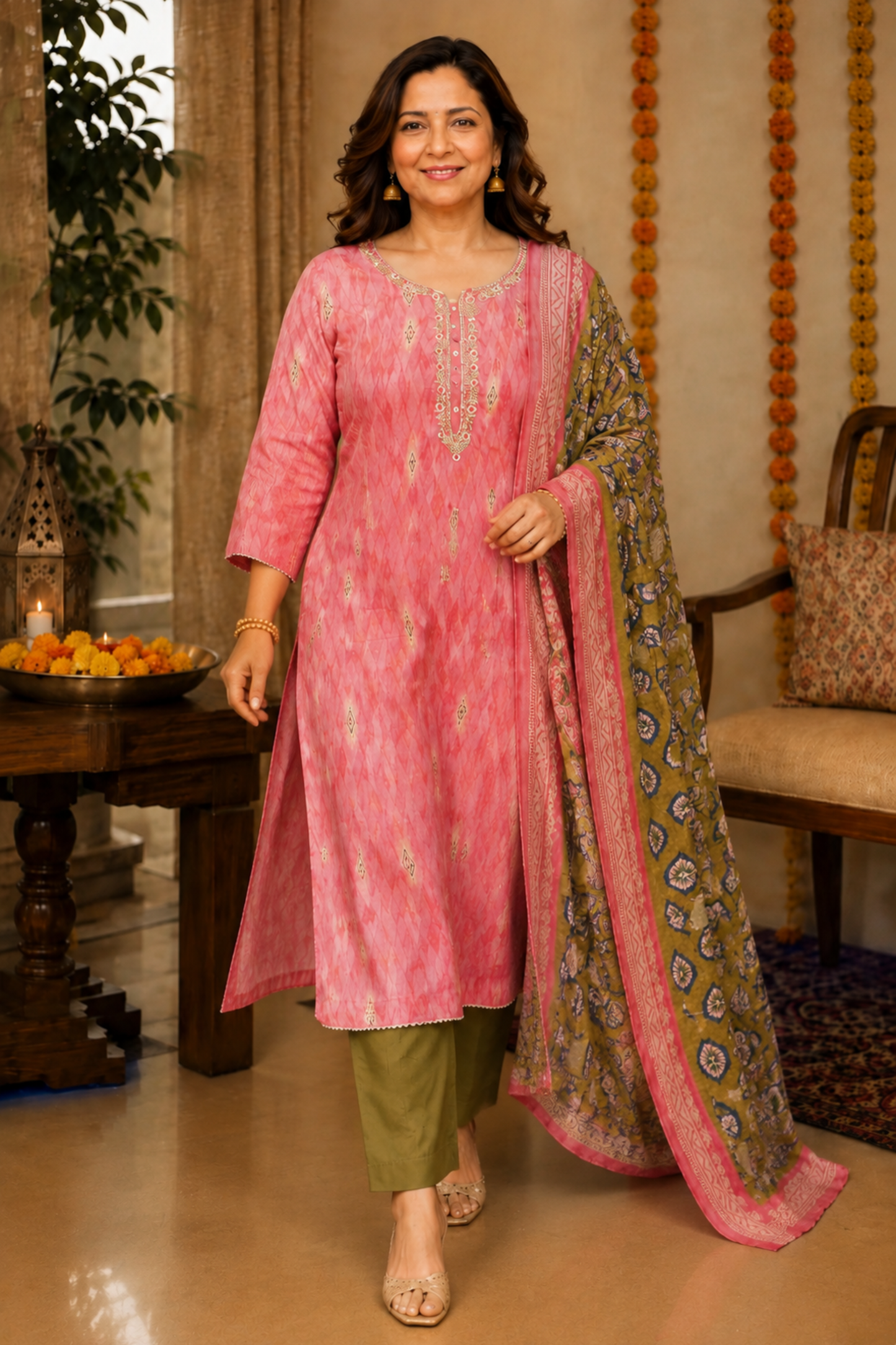 Pink Henna Muslin Suit Set