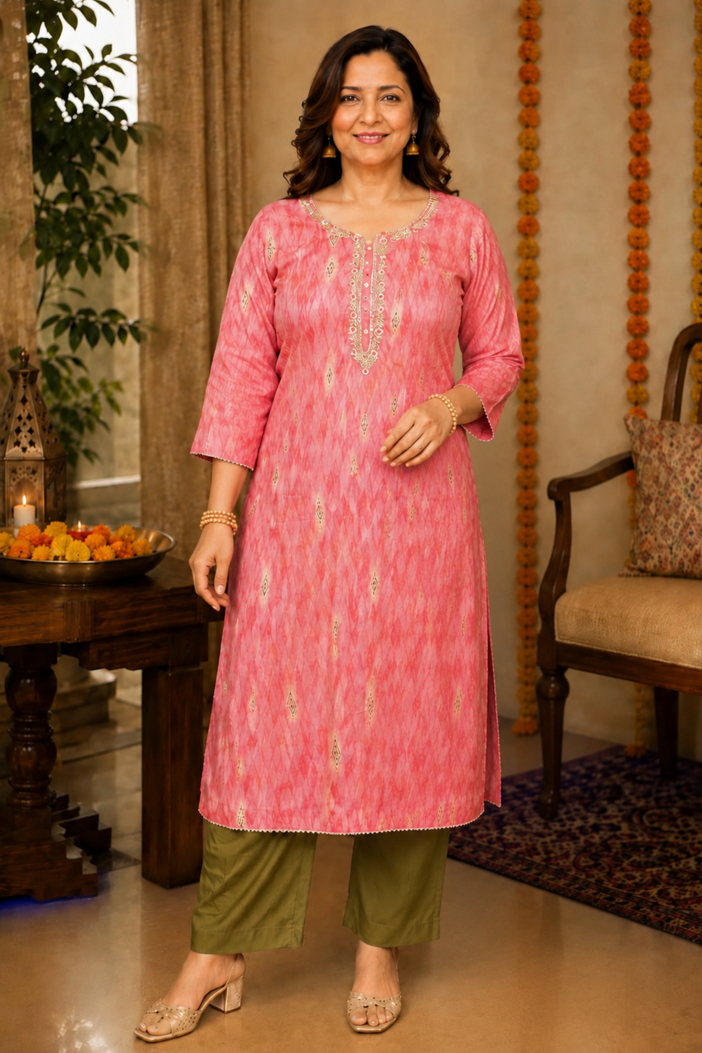 Pink Henna Muslin Suit Set