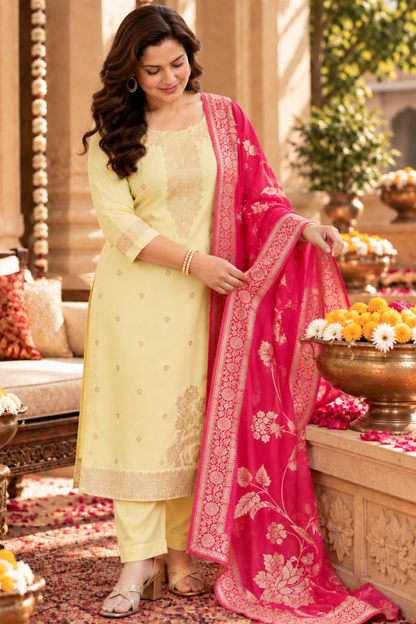 Pink Lemonade Jacquard Silk Suit