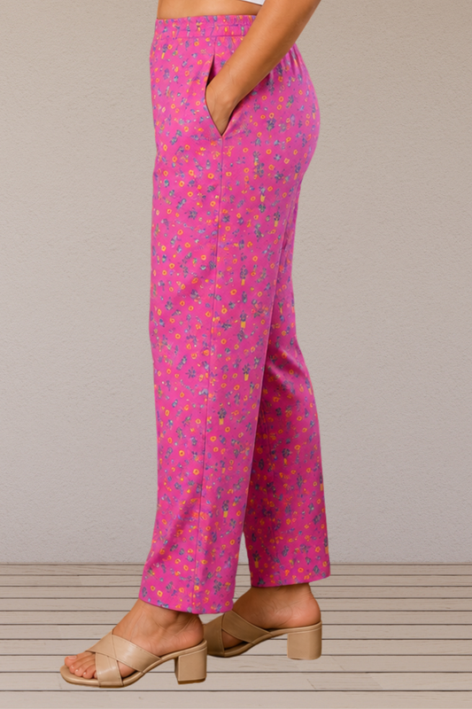Pink Printed Lycra Pant