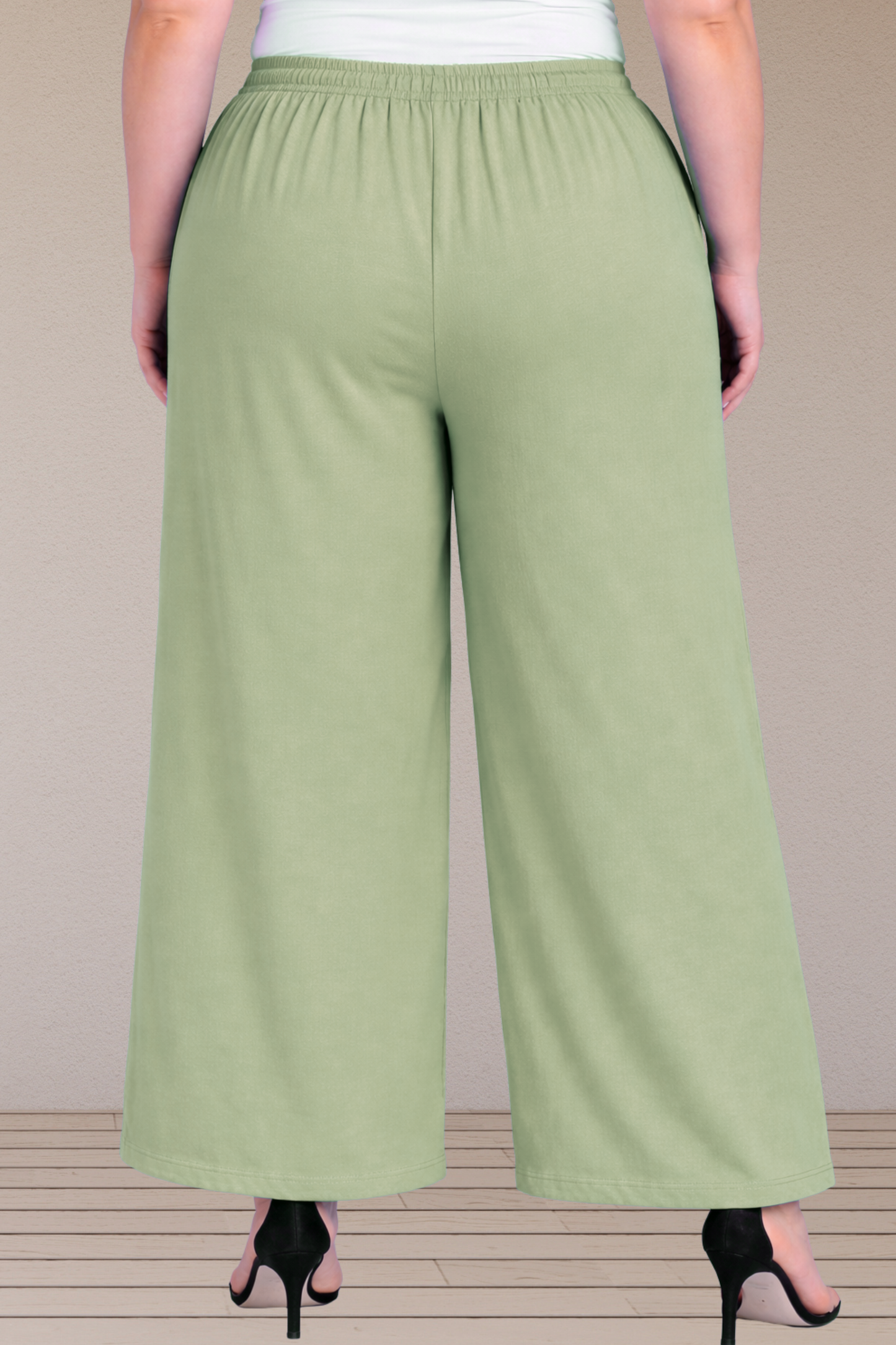 Pista Green Cotton Flared Pant