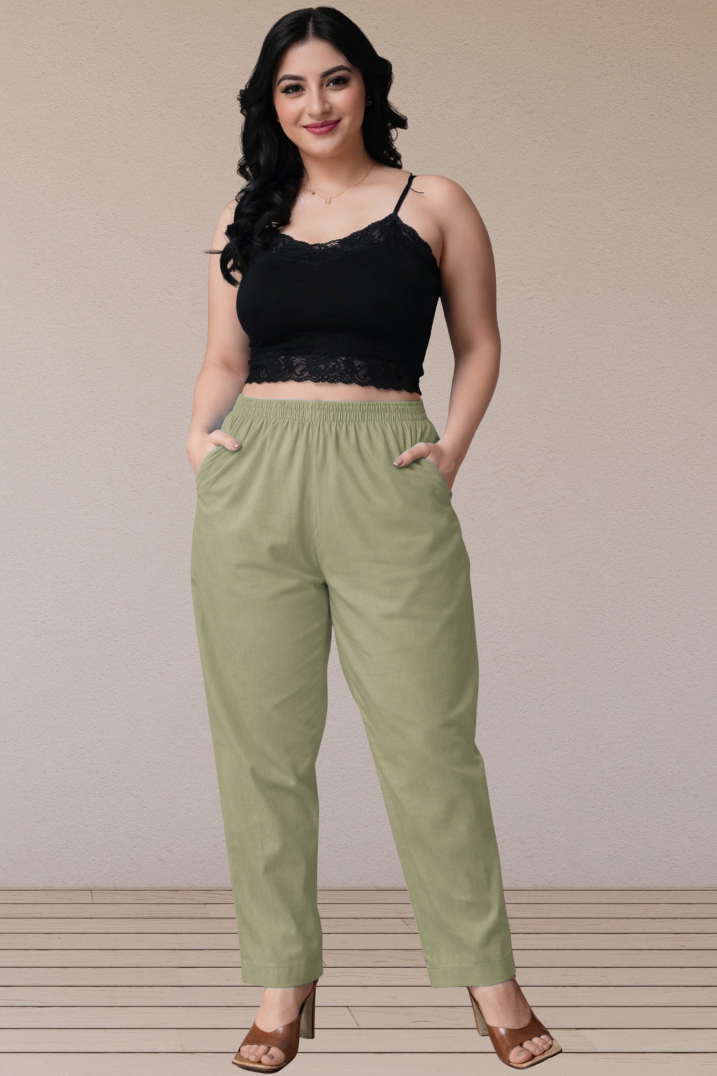 Pista Green Cotton Kurti Pant