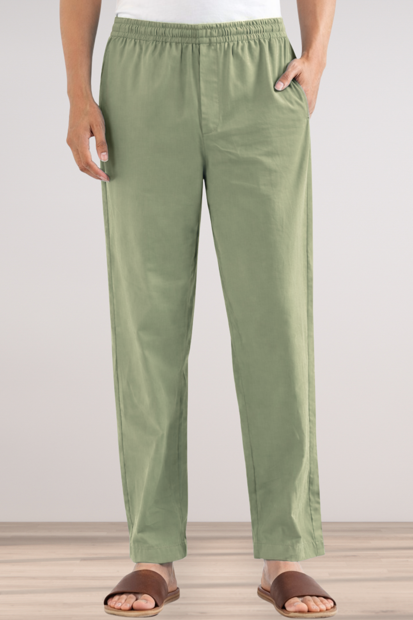 Pista Green Cotton Pant Pajama