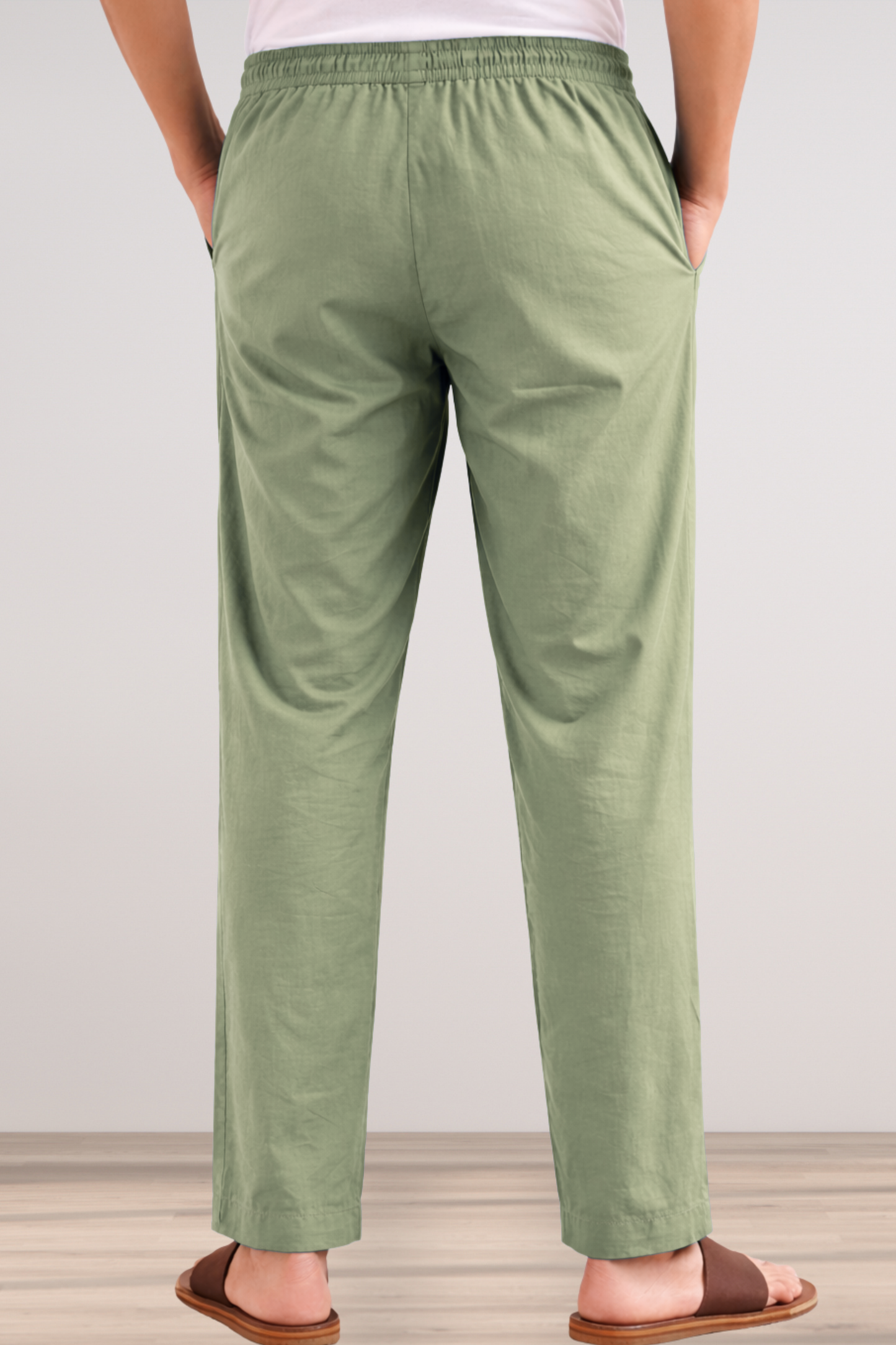 Pista Green Cotton Pant Pajama