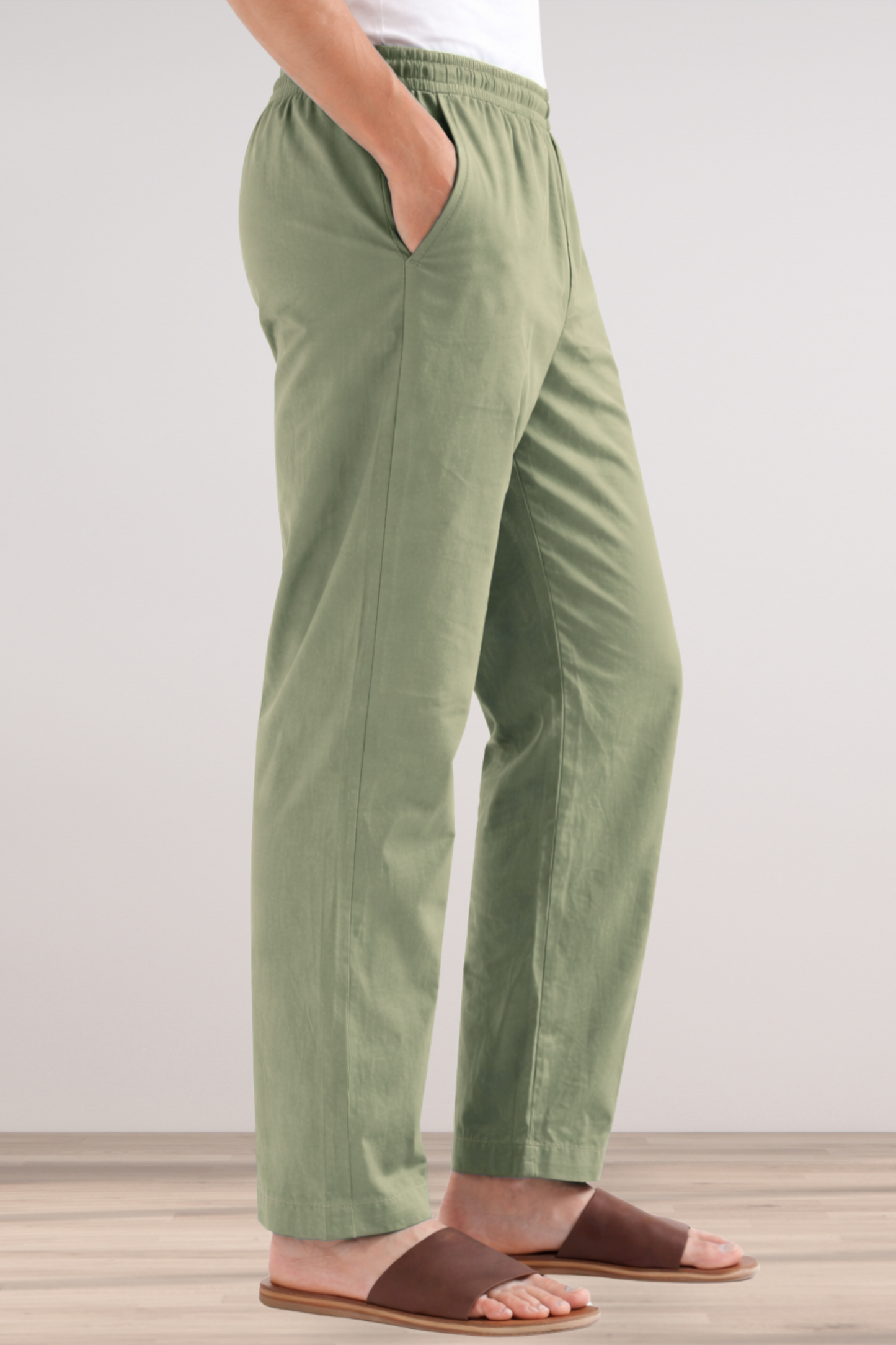 Pista Green Cotton Pant Pajama