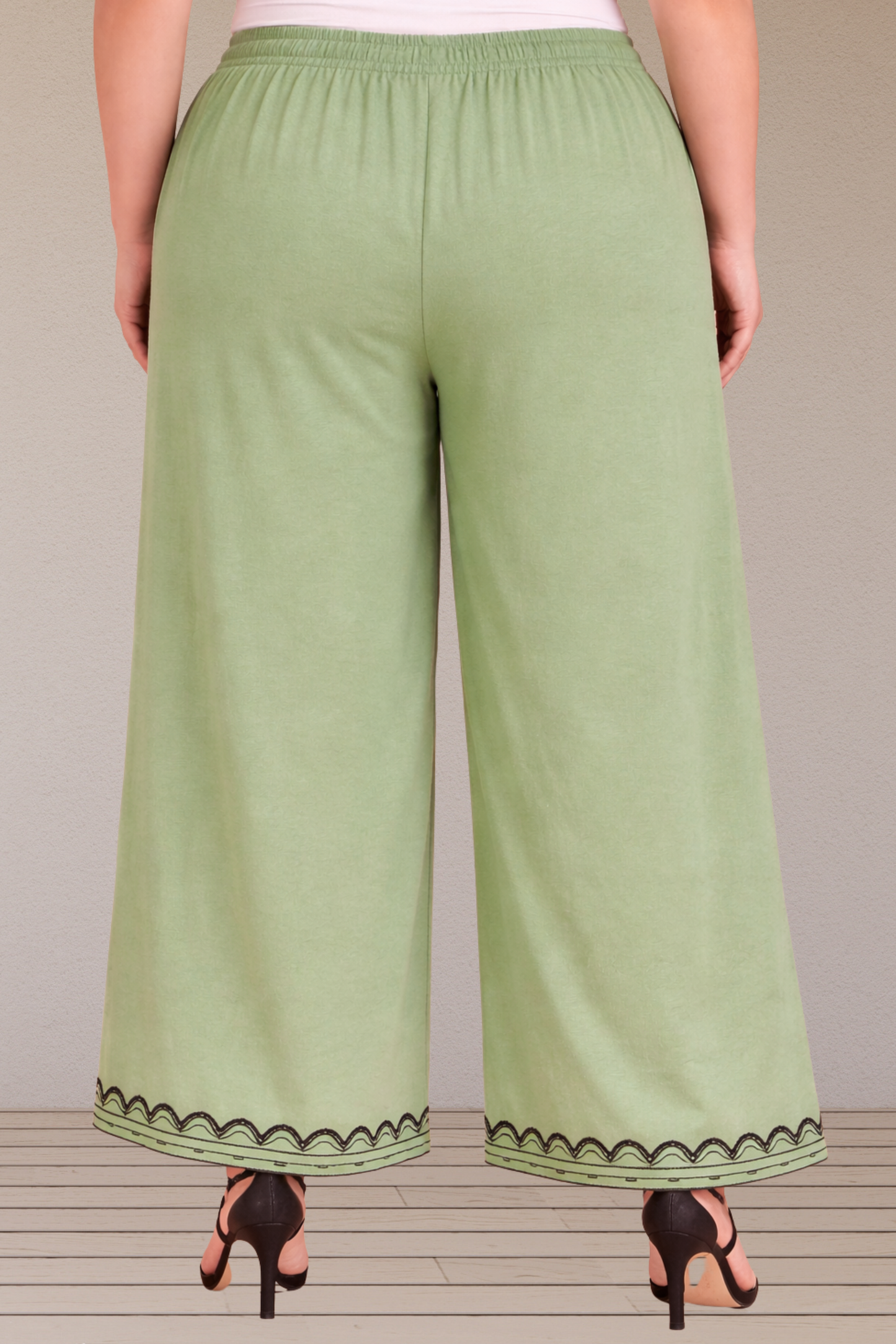 Pista Green Detailed Rayon Palazzo