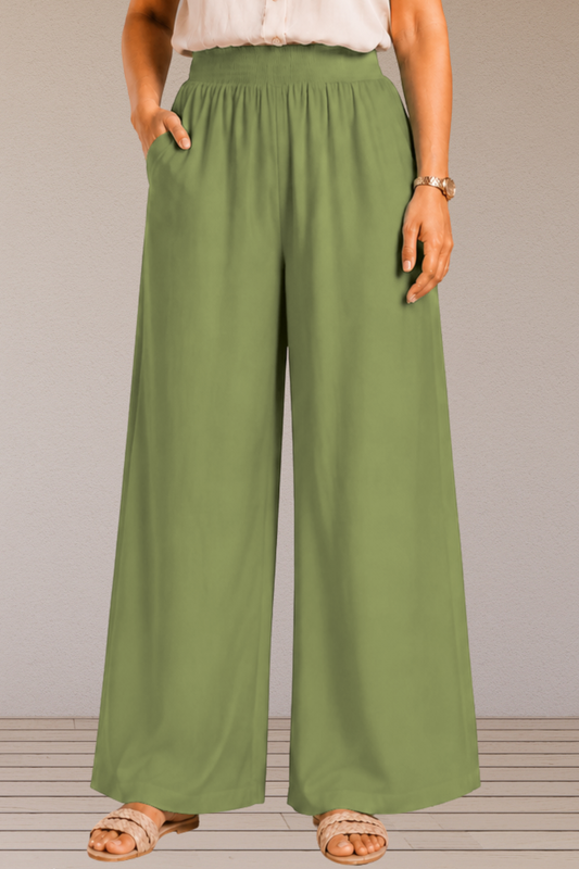 Pista Green Flared Palazzo Pant