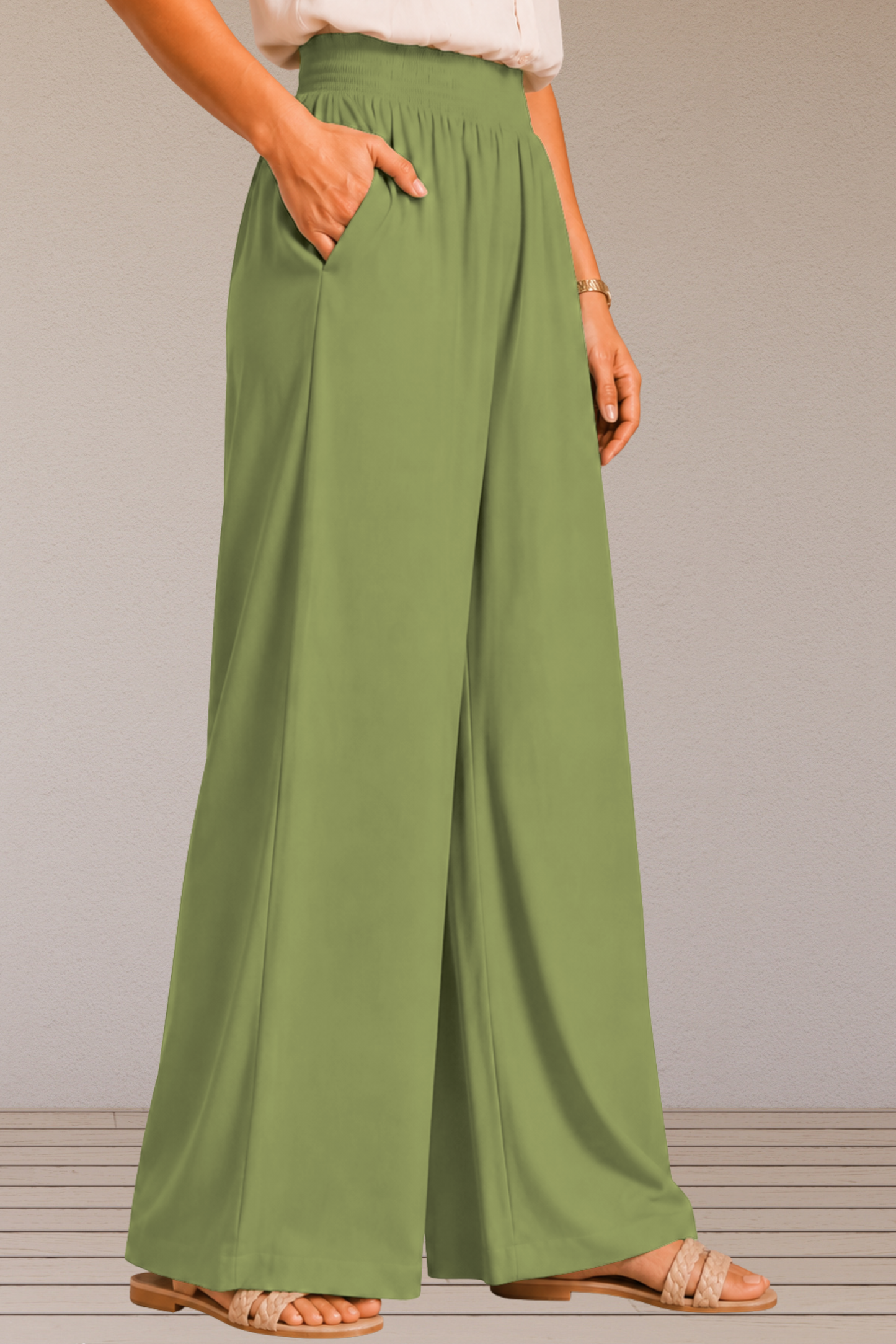 Pista Green Flared Palazzo Pant