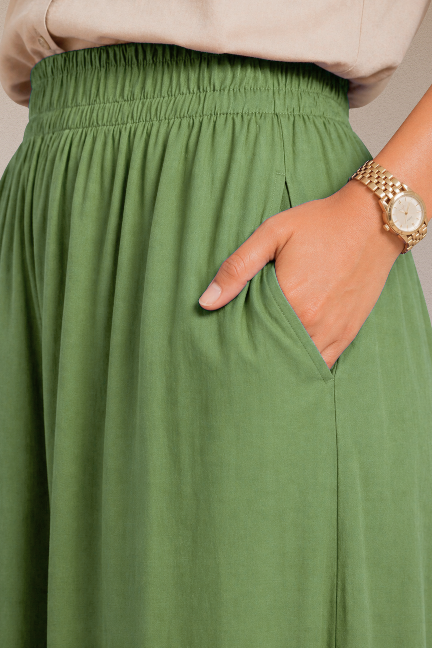 Pista Green Rayon Afghani Pants
