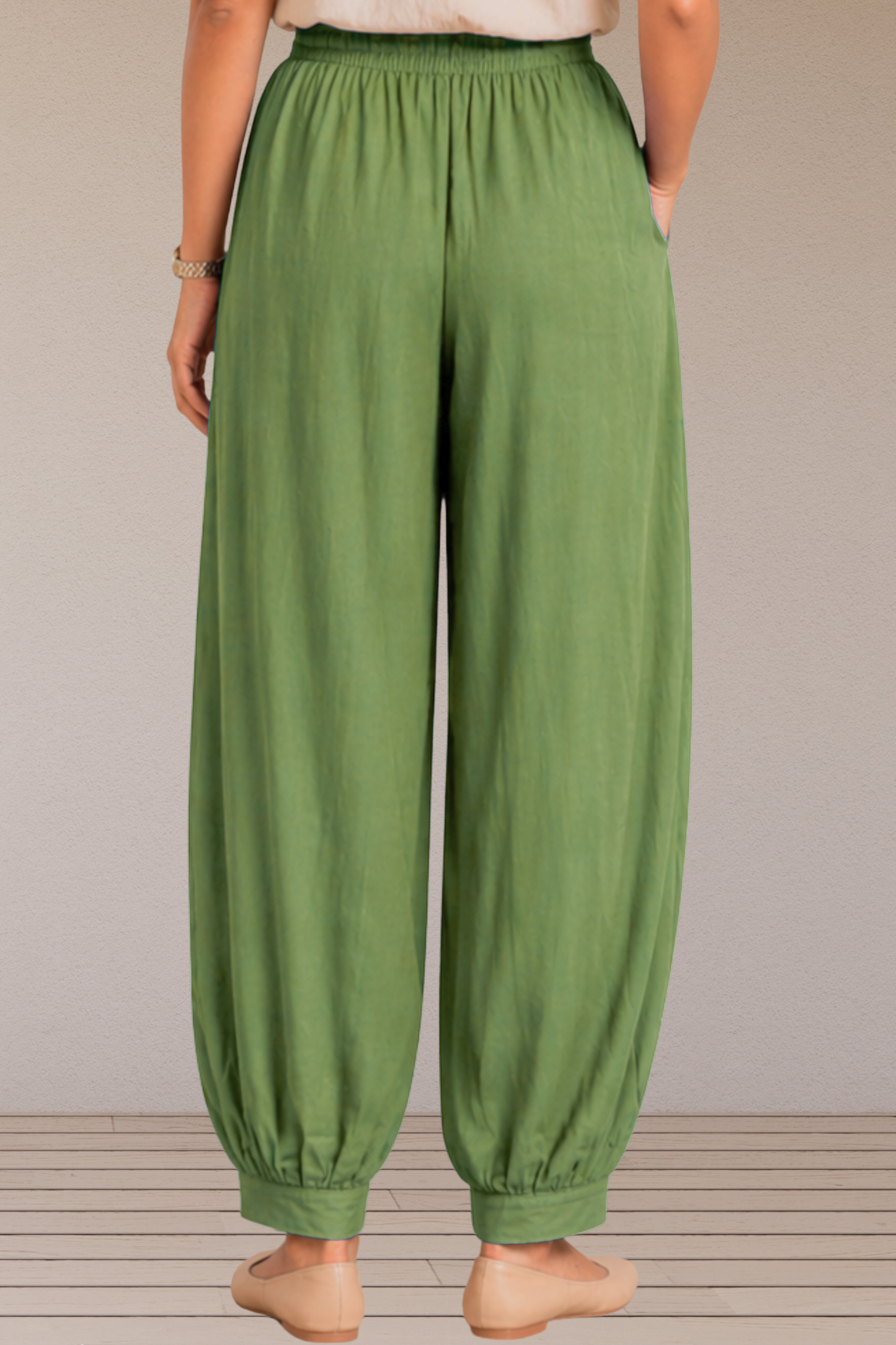 Pista Green Rayon Afghani Pants