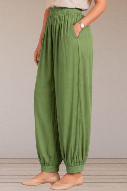 Pista Green Rayon Afghani Pants