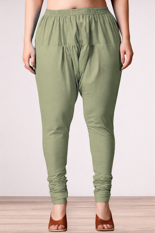 Pista Green Rayon Churidar Pants
