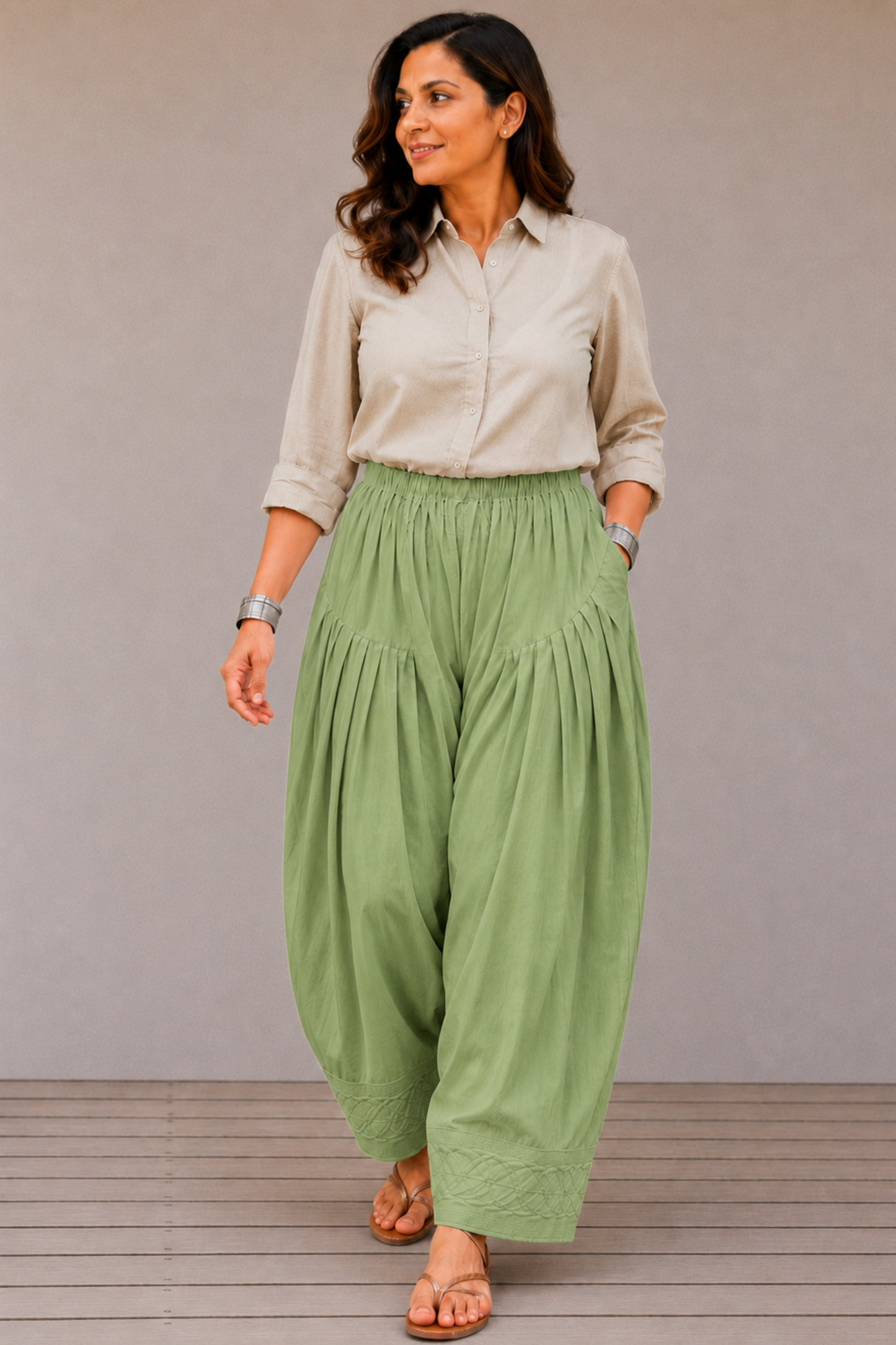 Pista Green Rayon Farshi Salwar