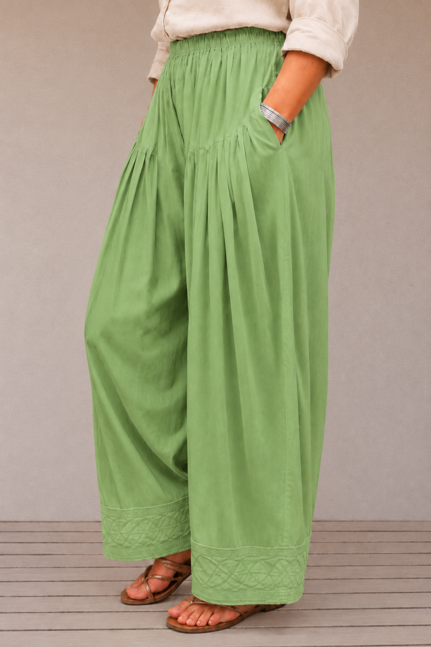 Pista Green Rayon Farshi Salwar