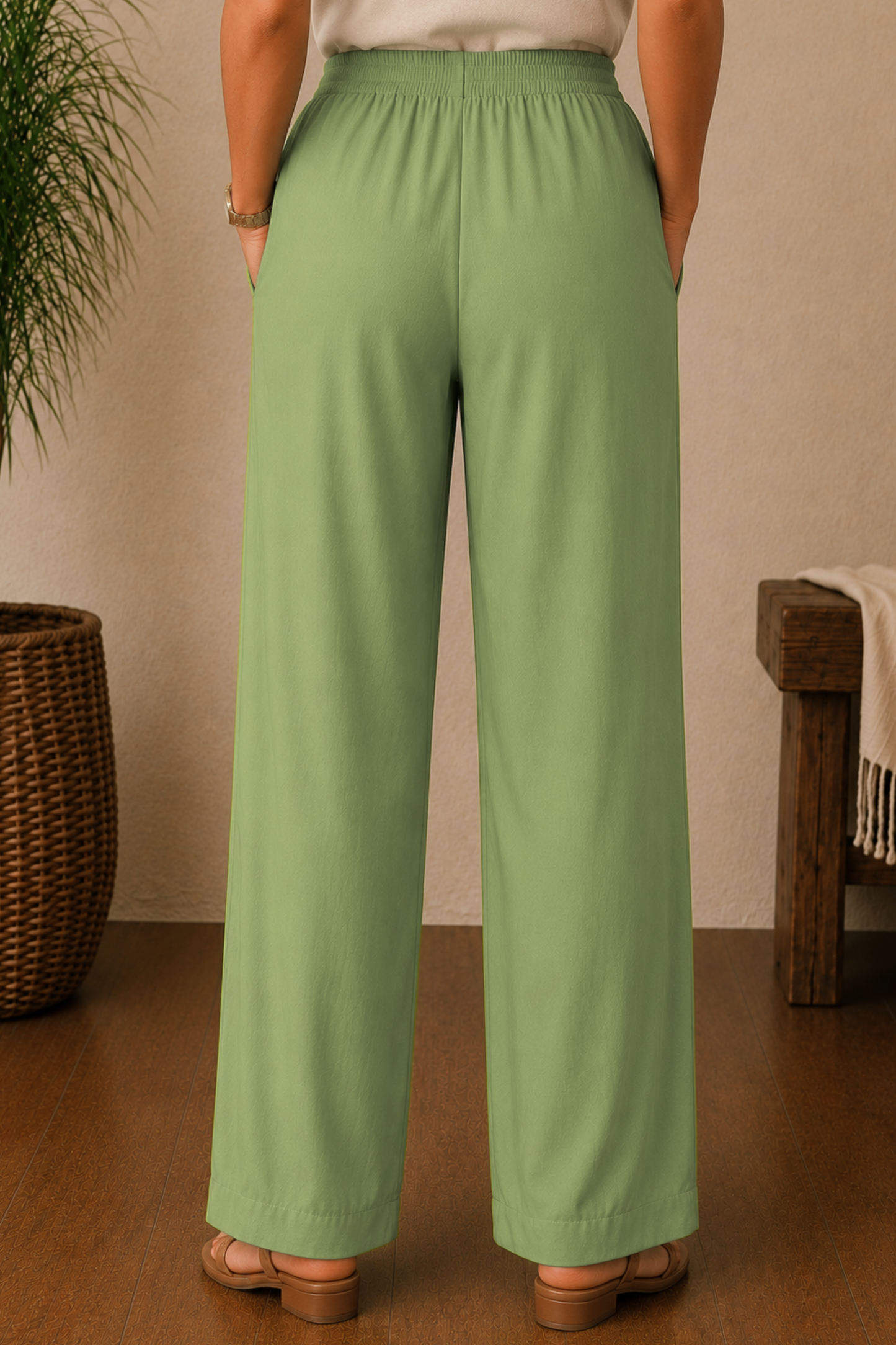 Pista Green Rayon Kurti Pant