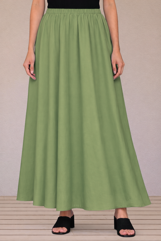 Pista Green Rayon Long Skirt