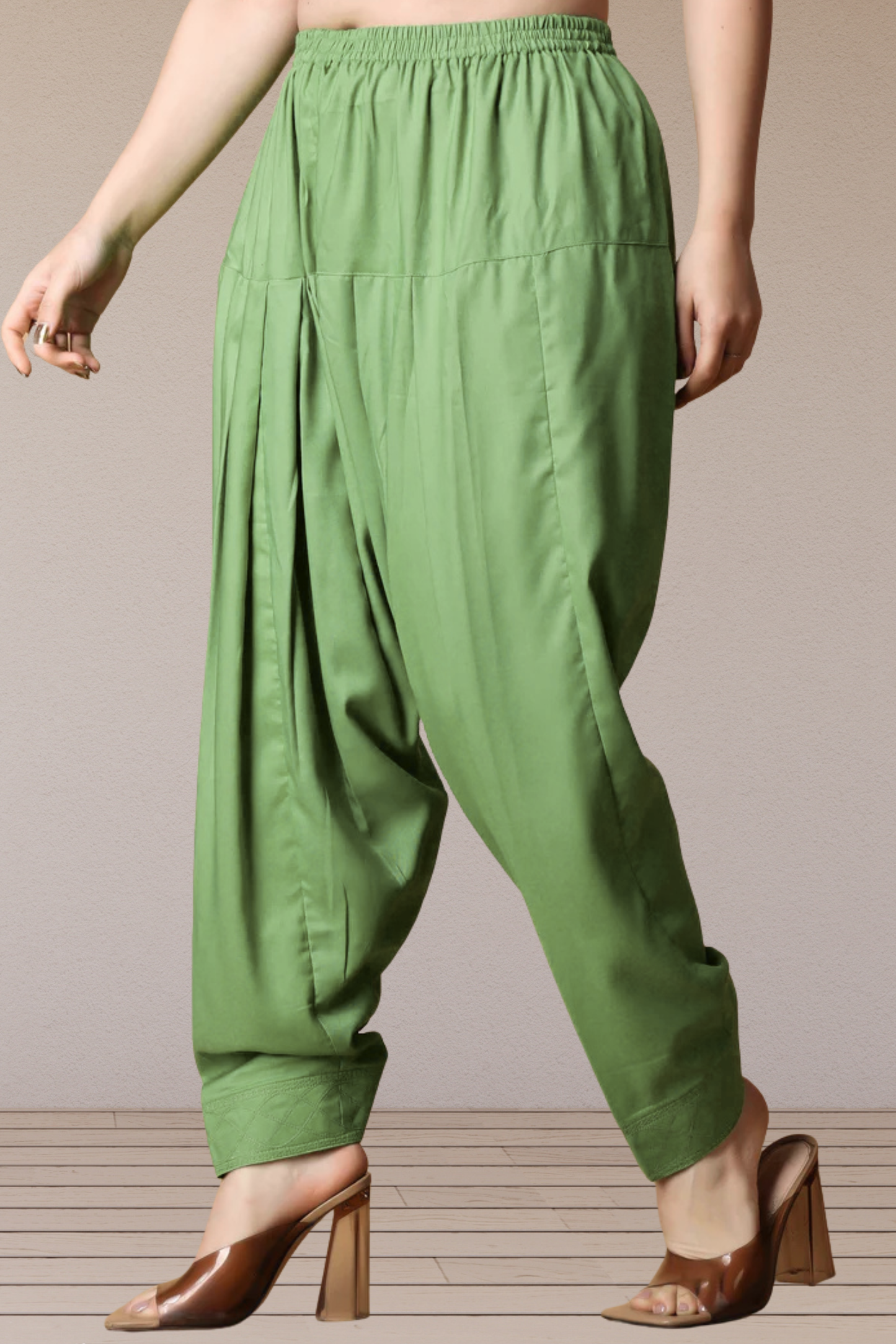 Pista Green Rayon Pleated Salwar