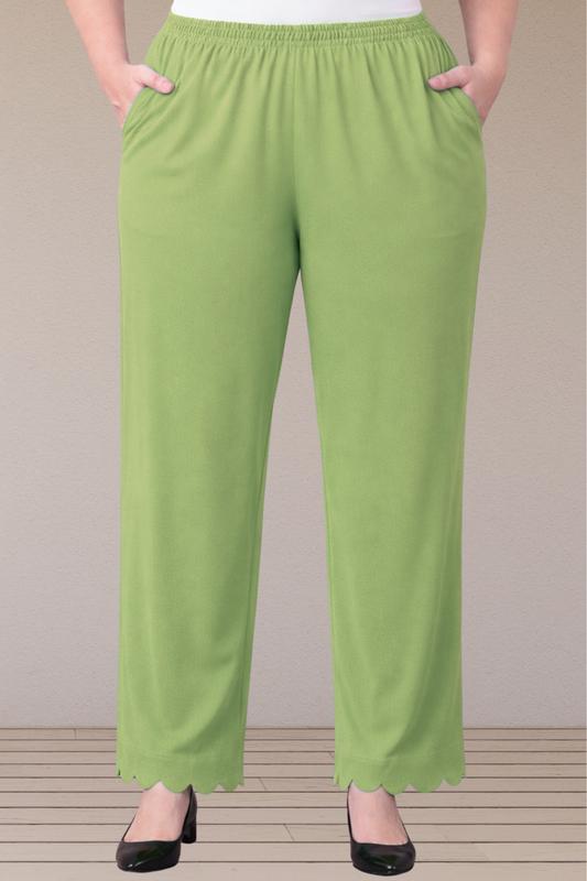 Pista Green Scallop Cut Palazzo