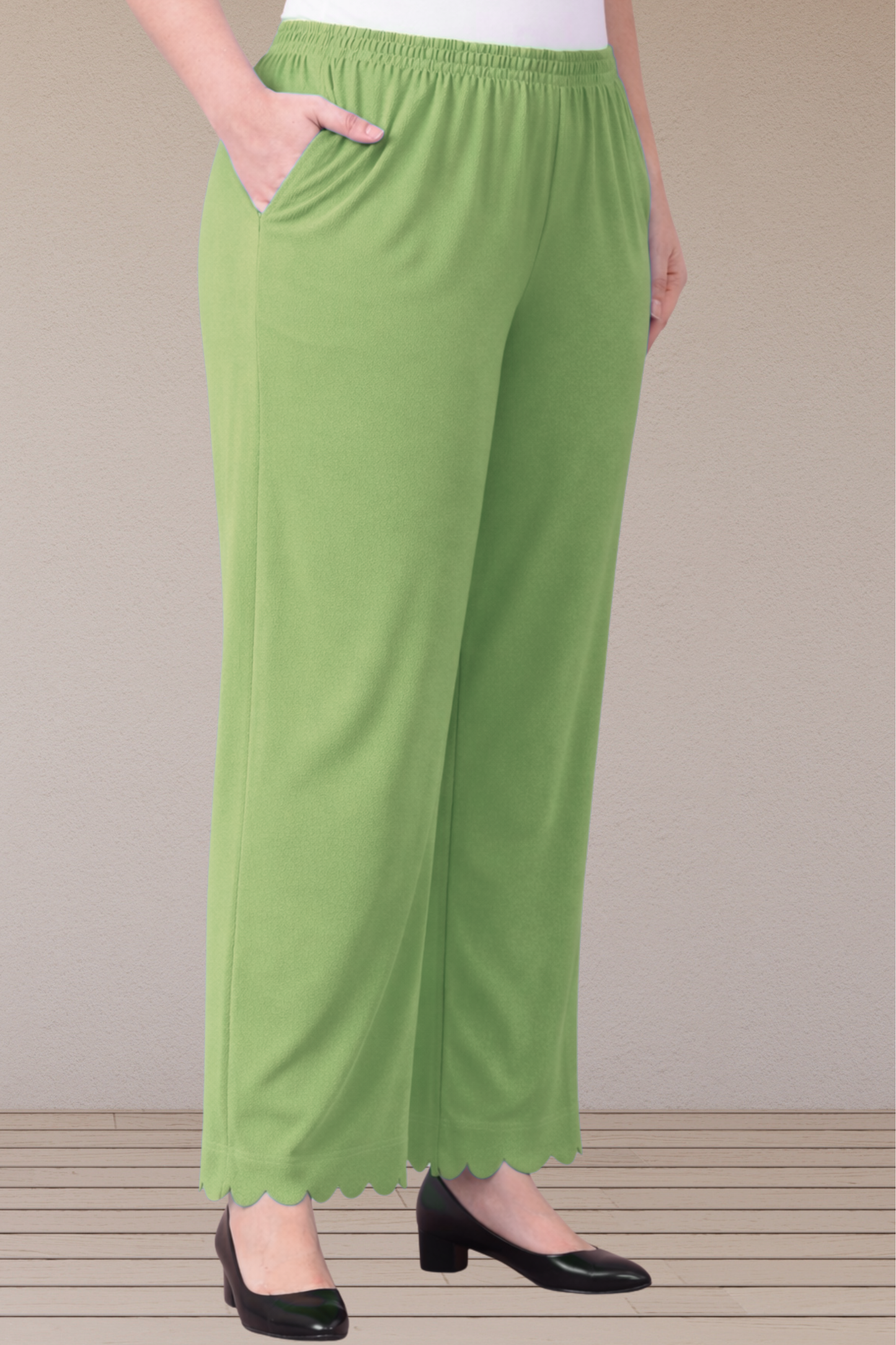 Pista Green Scallop Cut Palazzo