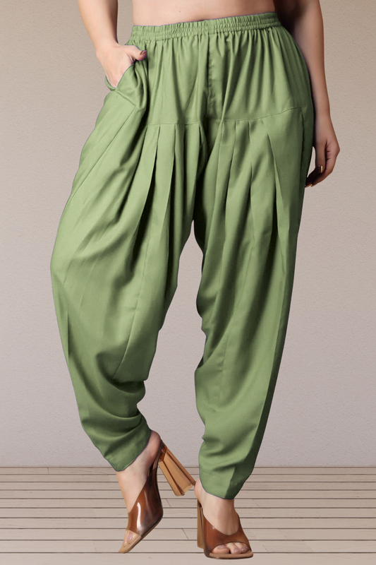 Pista Green Straight Rayon Salwar Pants