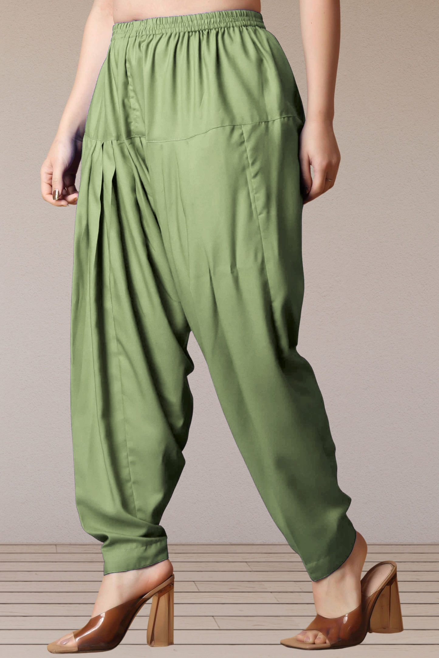 Pista Green Straight Rayon Salwar Pants