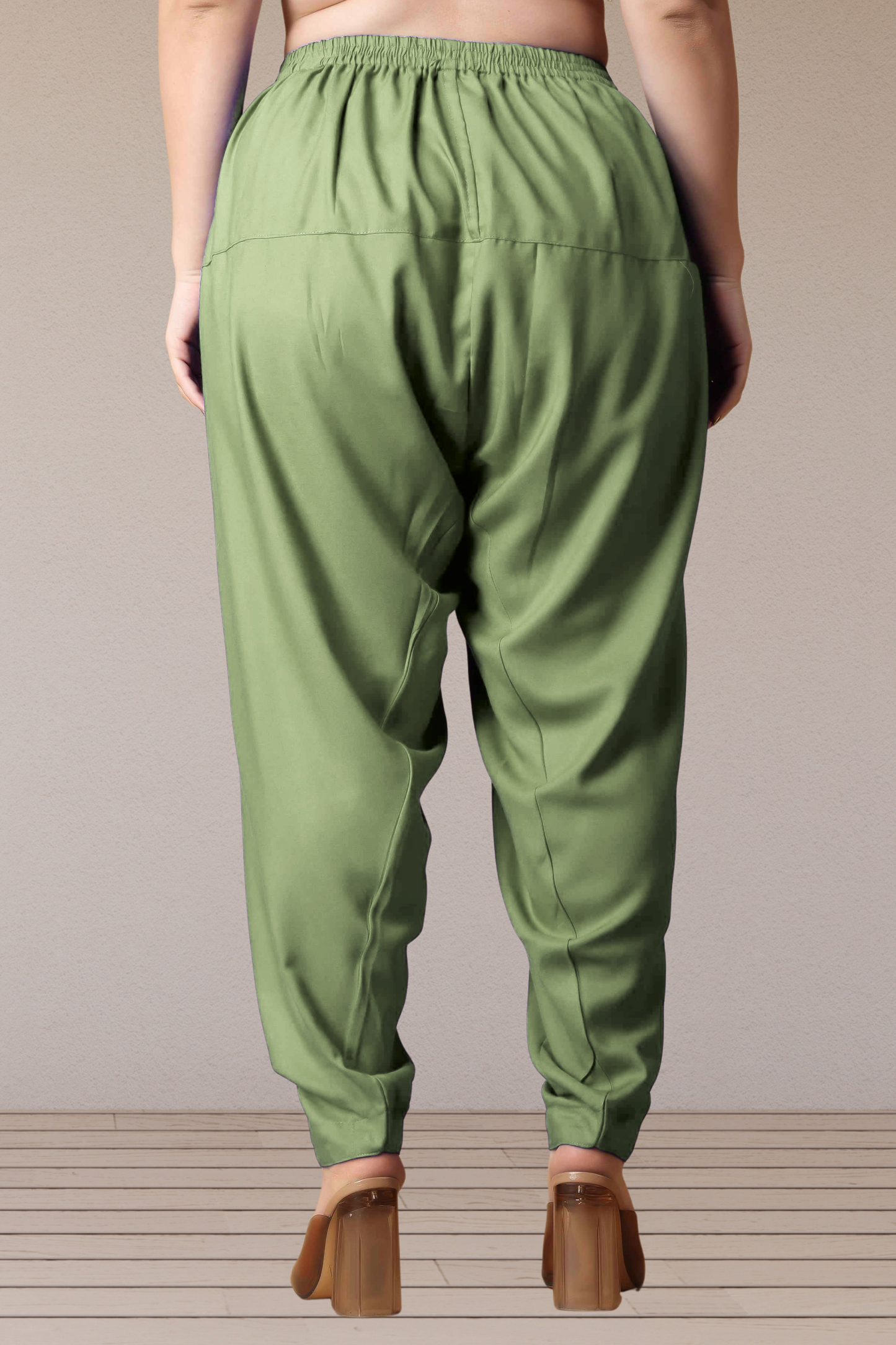 Pista Green Straight Rayon Salwar Pants