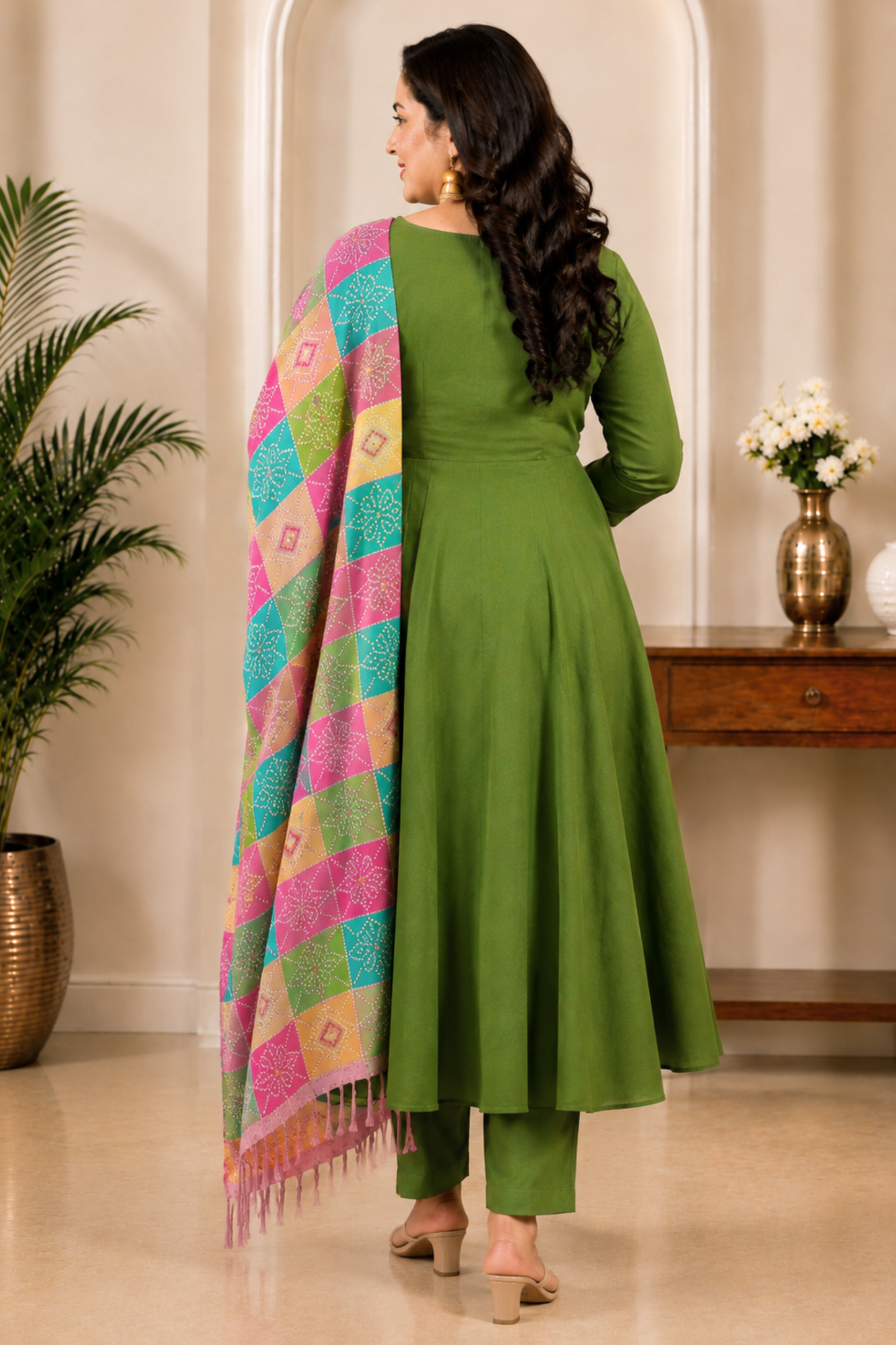 Pista Noor Rayon Anarkali Set