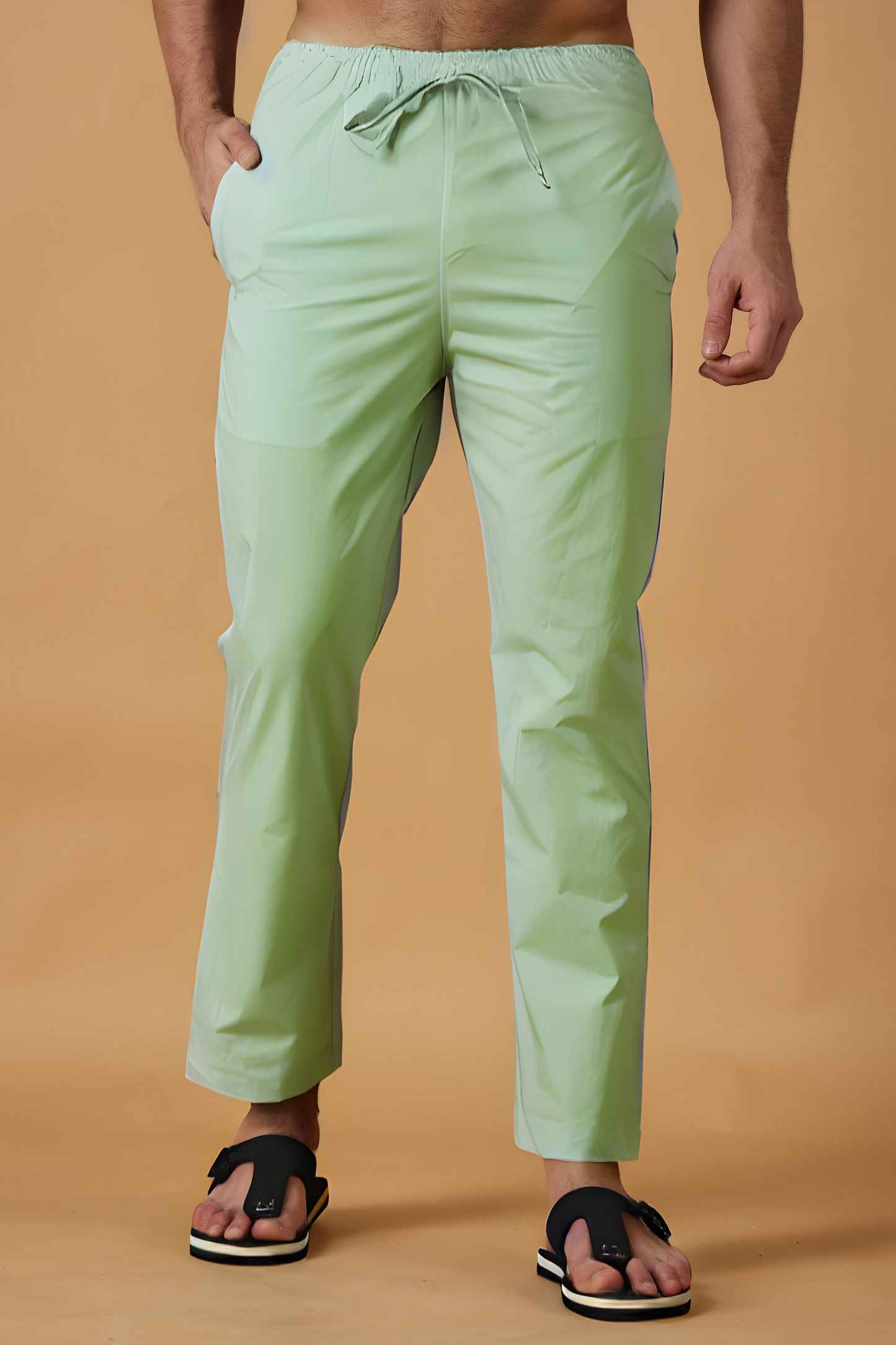 Pista Green Cotton Pant Pajama